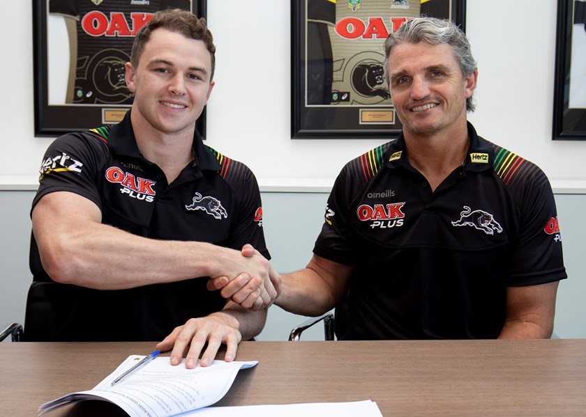 Dylan Edwards with Panthers coach Ivan Cleary.