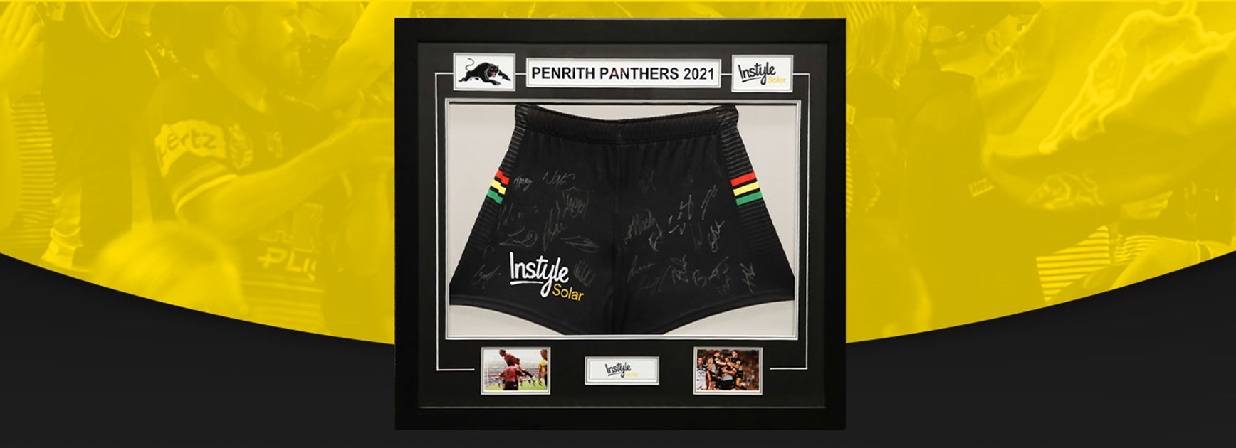 Win signed and framed Panthers shorts