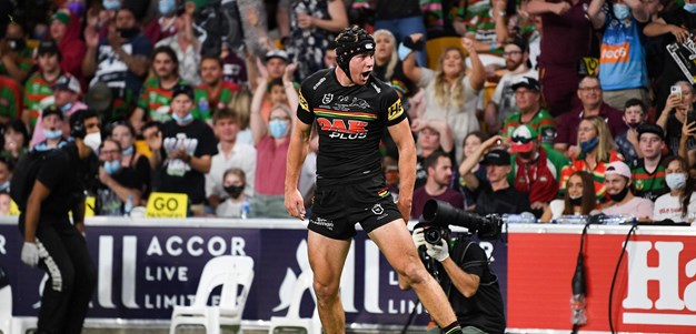 Burton scores the opening four-pointer in the NRL Grand Final