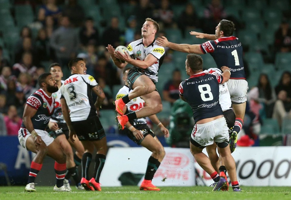 Digital Image by Robb Cox Â©nrlphotos.com: Matt Moylan :NRL Rugby League - First Qualifying Final, Sydney Roosters V Penrith Panthers at Allianz Stadium, Saturday September 13th 2014.