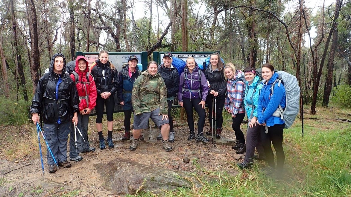 The Kokoda-bound group on a training hike in August 2015.