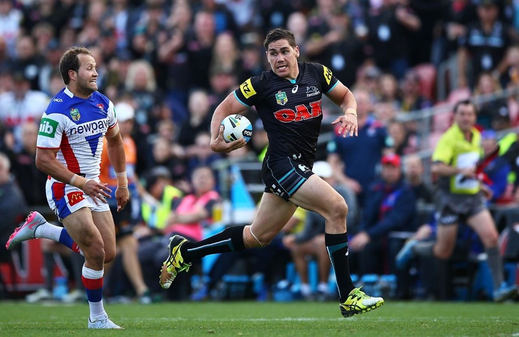 Christopher Smith of the Panthers during the Round 26 NRL match between the Penrith Panthers and Newcastle Knights at Pepper Stadium on September 5, 2015 in Penrith, Australia. Digital Image by Mark Nolan.