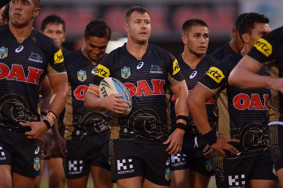 SYDNEY, AUSTRALIA - FEBRUARY 20: Trent Merrin of the Panthers looks on during the NRL Trial match between the Penrith Panthers and the Parramatta Eels at Pepper Stadium on February 20, 2016 in Sydney, Australia.  (Photo by Brett Hemmings/Getty Images)
