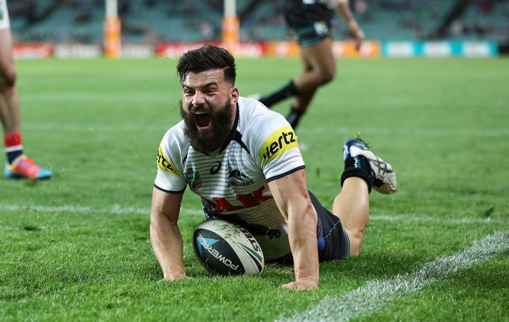 Digital Image by Robb Cox Â©nrlphotos.com: Josh Mansour scores :NRL Rugby League - First Qualifying Final, Sydney Roosters V Penrith Panthers at Allianz Stadium, Saturday September 13th 2014.