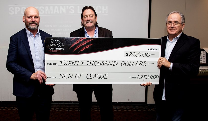 Men of League NSW Manager Bruce Walker with Panthers Directors Ian Hicks and Peter Graham.