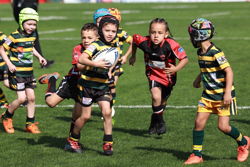 Young stars from the Windsor Wolves and St Clair Comets get a taste of playing at Panthers Stadium prior to an NRL fixture.