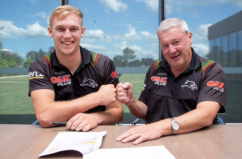 Lindsay Smith with Panthers Recruitment Manager Jim Jones in March 2020.