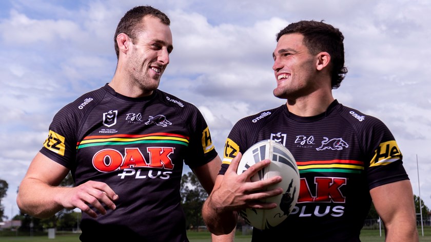 Panthers co-captains Isaah Yeo and Nathan Cleary.
