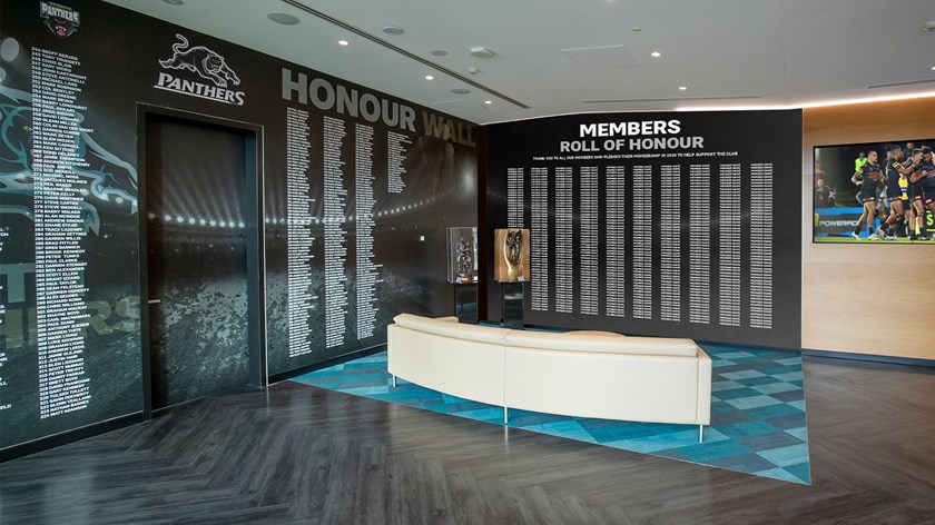 A mock-up indicating the planned position of the Members Roll of Honour at the Panthers Rugby League Academy.